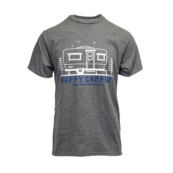 Utah State University Happy Camper Graphite Heathered T-Shirt